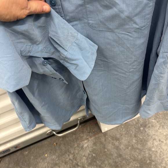 Chico's Sky Blue Button-Up Blouse Flap Pockets LS Modal Polyester Blend 2 (12-14 - Picture 5 of 16